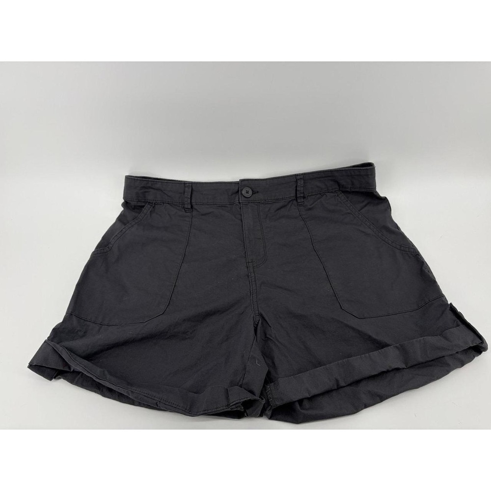 Social Standards Shorts, Gray Cuffed, Button Partial Elastic Waist, Women Sz XL